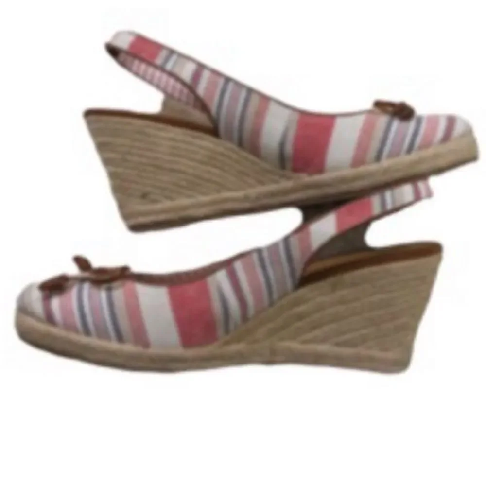 Bass Canvas Stripe Wedge Heel‎ Espadrilles Size 9